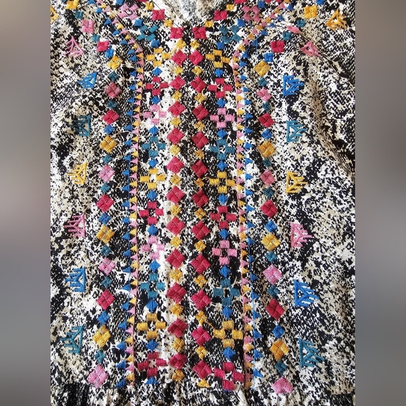 Savanna Jane Size 3X Snakeskin Embroidered Blouse Bell Sleeve Rayon Flowy - Picture 8 of 10